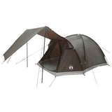 Cabin Tent with Roof Brown grey 4-Person Polyester and Steel 42029011