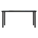 5 Piece Garden Dining Set Black Poly Rattan Glass 3334537