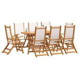 9 Piece Garden Dining Set Solid Wood Acacia and Textilene 3279285