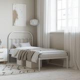 Bed Frame White Powder-Coated Steel Single Bed Frame 353677