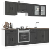8 Piece Kitchen Cabinet Set "Kalmar" Black Engineered Wood 3314822