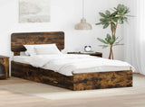 Bed Frame with Headboard Smoked Oak 90 x 200 cm Engineered Wood 3412422