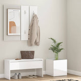 Hallway Furniture Set High Gloss White Engineered Wood 3082059