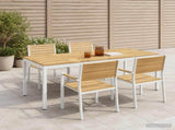 Garden Dinner Table White 147 x 88.5 x 75 cm Solid Acacia Wood 901767