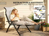 Reclining Garden Chairs Set of 2, 5-Position Folding Sun Loungers with High Back, Retractable T3398P552589