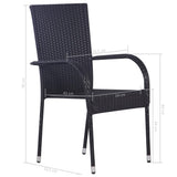 Dining Set Black Solid Acacia wood Medium Stackable Dining Set 3072485