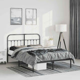 Metal Bed Frame without Mattress with Headboard Black 150x200cm 352580