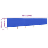 5-panel Wind Screen Fabric 600x120 cm Azure Blue 47165