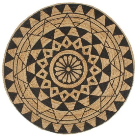 Handmade Rug Jute with Black Print 150 cm 133700