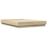 Bed Frame with LED without Mattress Sonoma Oak 135x190 cm Double 3209816