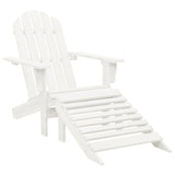 Garden Chair with Ottoman Wood White 40859