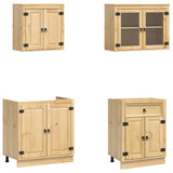 Cabinet with Drawer SKI 8 pcs Honey Brown Solid Pine Wood 3392651