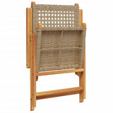 Reclining Garden Chairs 4 pcs Beige Poly Rattan and Solid Wood 3214526