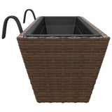 ZNTS Planters with hooks 2 pcs Brown Poly Rattan 366405