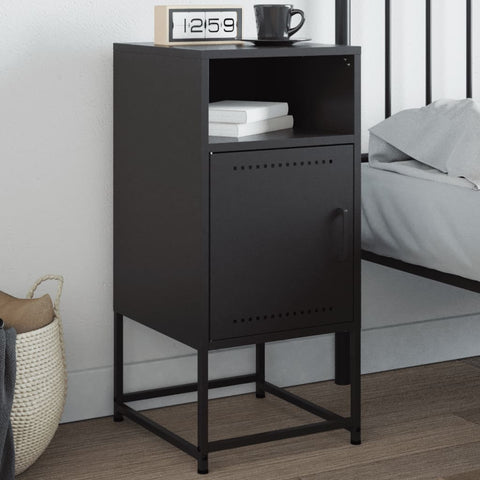 ZNTS Bedside Cabinet Black 36x39x78 cm Steel 846566