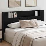 Storage Headboard with LED Black Oak Engineered Wood 3418687