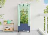 Garden Planter with Greenhouse Cover&Wheels Blue Grey PP 3422931
