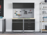 Work Cabinet Set with Drawer with Shelf Manual 5 pcs Black 3321426