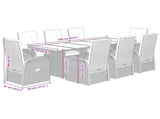 9 Piece Garden Dining Set with Cushions Grey Poly Rattan 3277614