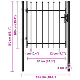 Fence Gate BOXTEL Single Door with Spike Top Steel 1x1 m Black 146032