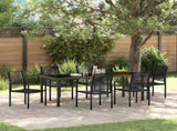Garden Dining Set 7 pcs Black Powder-Coated Steel 3379168