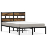 Metal Bed Frame without Mattress Smoked Oak 120x190 cm Small Double 4017050