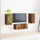 TV Cabinet Set Wall-mounted 6 pcs Old Wood Engineered Wood 3409067