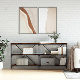 Console Table Smoked Oak 160x30x75 cm Engineered Wood and Iron 832850