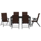 Garden Dining Set 7 pcs Brown Powder-Coated Steel 3379265