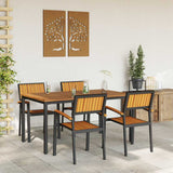 Garden Dining Set 5 pcs Black and brown 150 x 90 x 75 cm 3284415