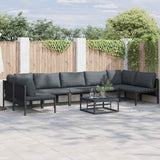Garden Sofa Set with Cushion 8 pcs Black Steel 3378983