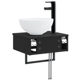 Wall-Mounted Wash Basin Black 40 x 35 x 39 cm Engineered Wood 890169