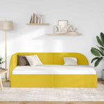 Corner Bed Frame with Headboard Yellow 90 x 200 cm Velvet 42016652