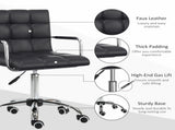 Office Chair, Makeup Vanity Chair, Mid Back Computer Chair, PU Leather Swivel Study Chair with T3398P328223