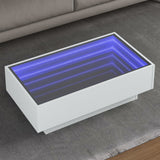 ZNTS Coffee Table with LED White 90x50x30 cm Engineered Wood 847518