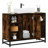 Bathroom Sink Cabinet Smoked Oak 80x33x60 cm Engineered Wood 849291