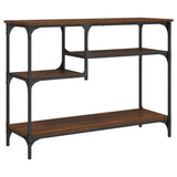 Console Table with Shelves Brown Oak 100x35x75 cm 837786