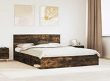 Bed Frame Smoked Oak 150 x 200 cm Solid Pine Wood 3410996