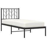 Metal Bed Frame without Mattress with Headboard Black 75x190cm 374427