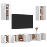 6 Piece TV Cabinet Set White Engineered Wood 3188686
