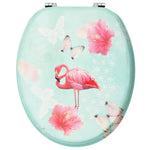 ZNTS WC Toilet Seats with Lid 2 pcs MDF Flamingo Design 3056405