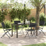 Garden Dining Set Folding 5 pcs Black Powder-Coated Steel 3379375