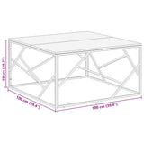 Coffee Table Silver Stainless Steel and Solid Wood Acacia 349959