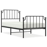 ZNTS Metal Bed Frame with Headboard and Footboard Black 90x200 cm 373898