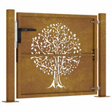Garden Gate 100x75 cm Corten Steel Tree Design 153160