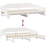 Daybed with Trundle without Mattress White 90x190 cm Single Solid Wood 850909