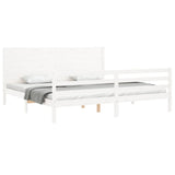 Bed Frame without Mattress White 200x200 cm Solid Wood 3194657