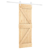Sliding Door Natural and White 70 x 210 cm Solid Pine Wood 3445170