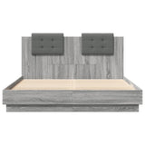 Bed Frame with LED without Mattress Grey Sonoma 140x200 cm 3210015