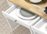 Rolling Kitchen Island Storage Trolley with Rubber Wood Top & Drawers for Dining Room, White T3398P329526
